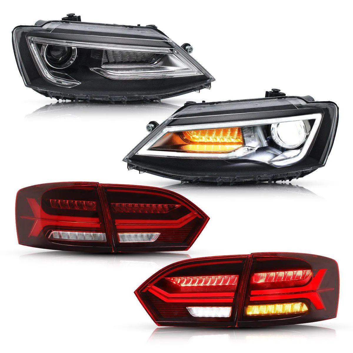 VLAND LED Headlights and Tail Lights Combo For Volkswagen Jetta MK6 2011-2014