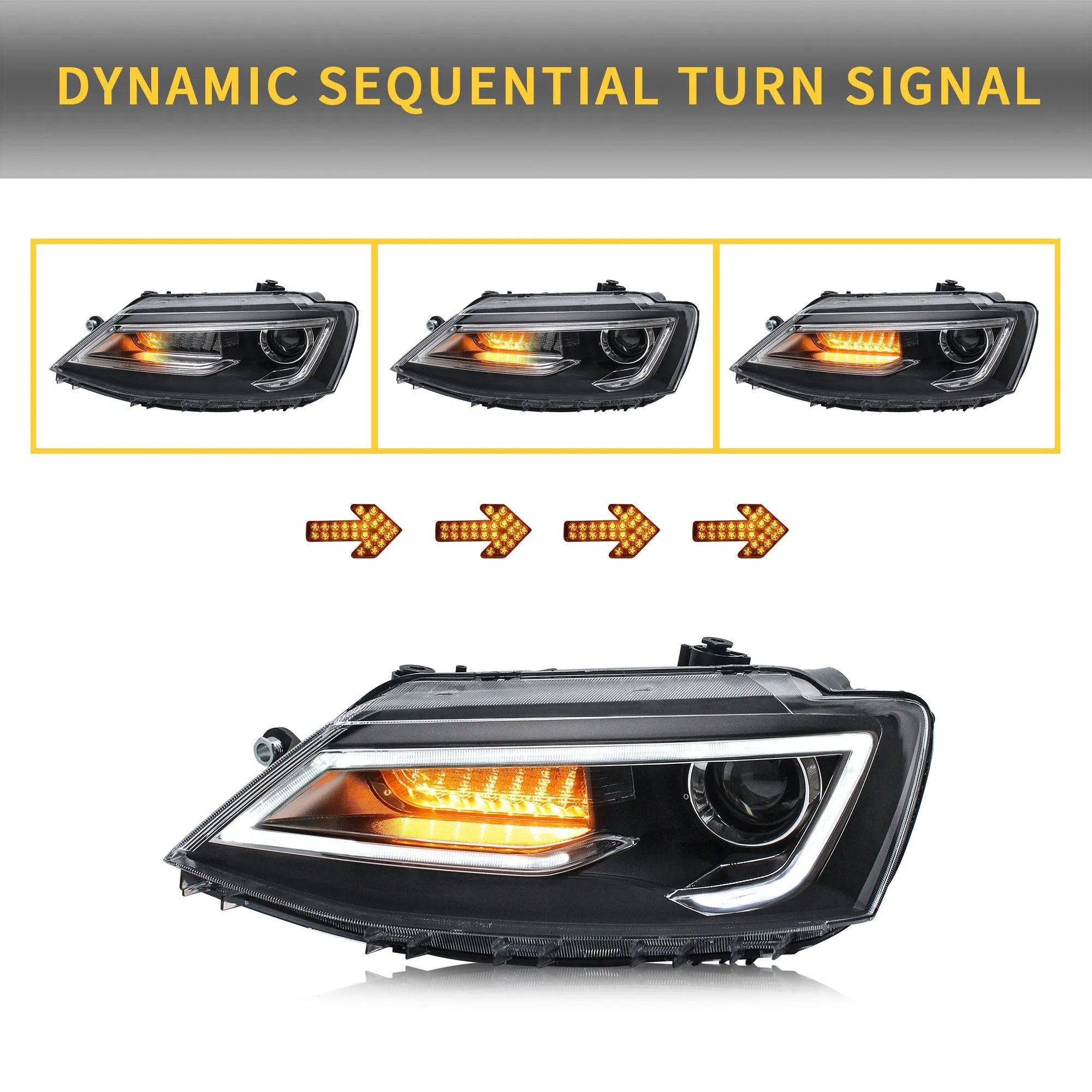 VLAND LED Headlights and Tail Lights Combo For Volkswagen Jetta MK6 2011-2014
