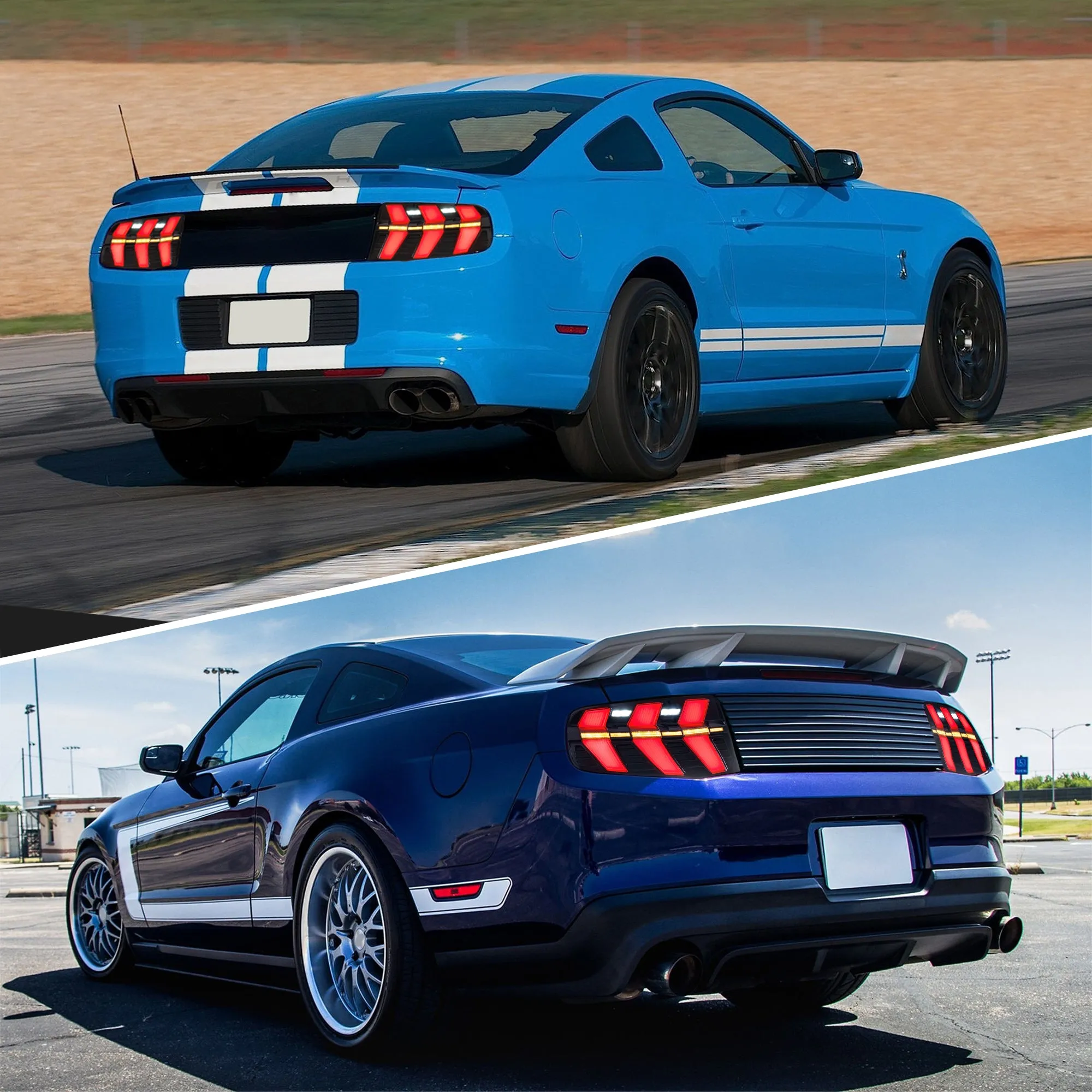 VLAND LED Tail Lights For Ford Mustang 2010-2012 With 7 Lighting Modes [DOT.]