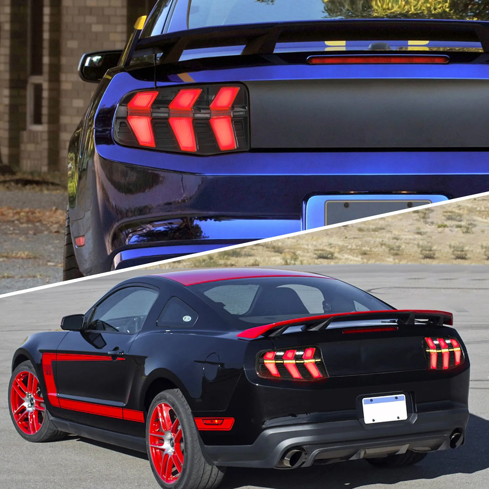 VLAND LED Tail Lights For Ford Mustang 2010-2012 With 7 Lighting Modes [DOT.]