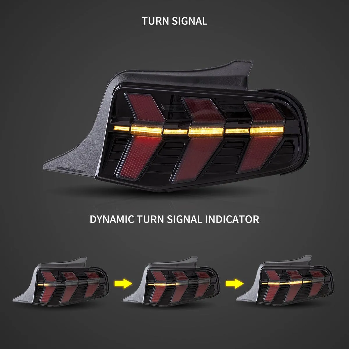 VLAND LED Tail Lights For Ford Mustang 2010-2012 With 7 Lighting Modes [DOT.]