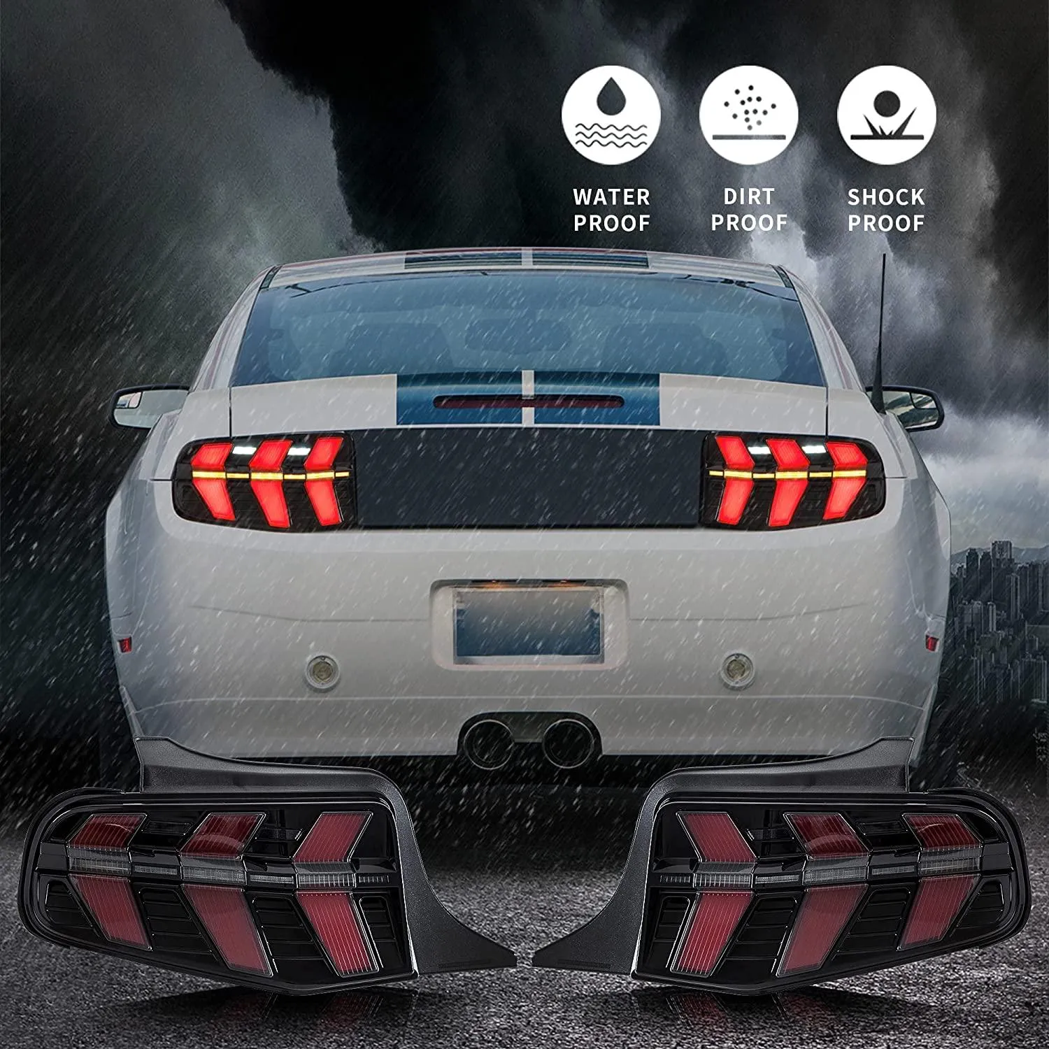VLAND LED Tail Lights For Ford Mustang 2010-2012 With 7 Lighting Modes [DOT.]