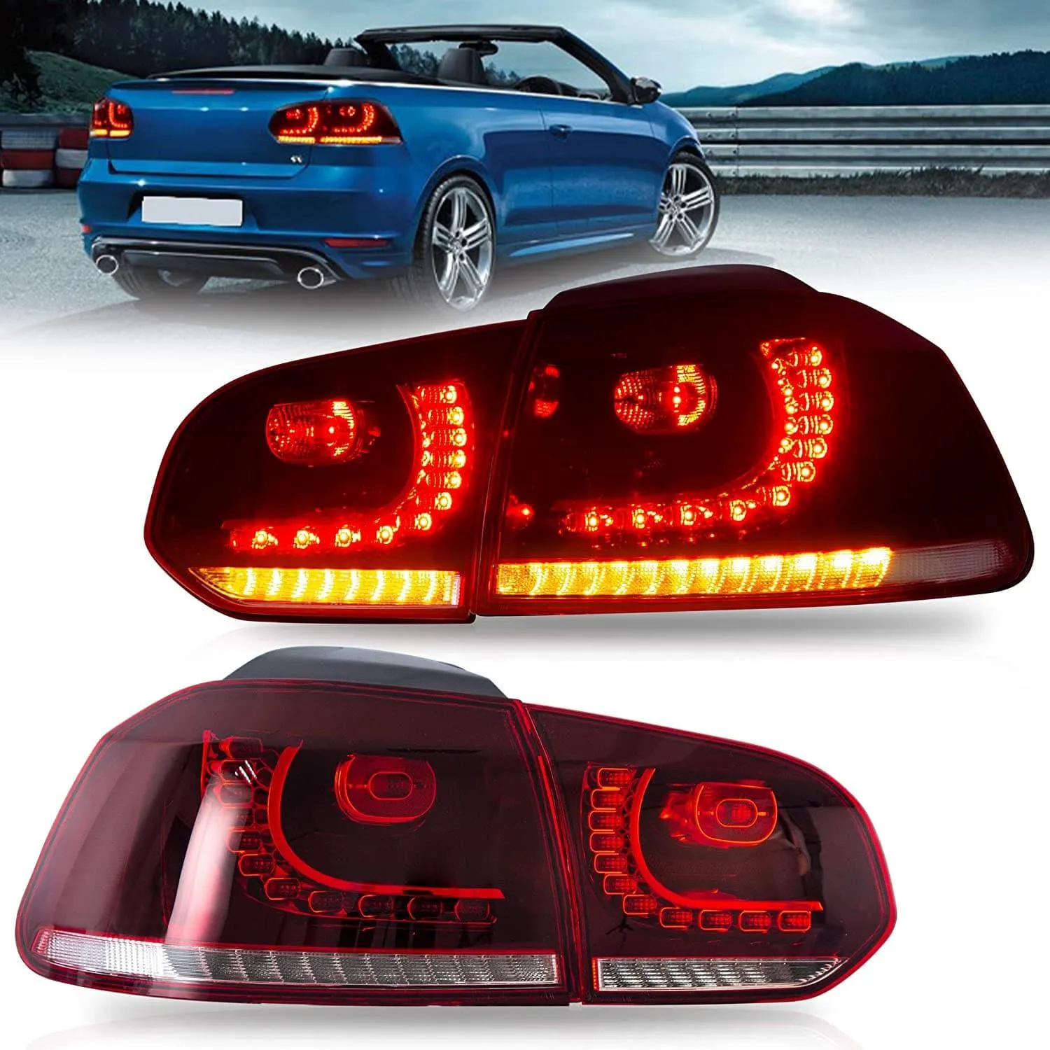 VLAND LED Tail lights For Volkswagen (VW) Golf 6 MK6 (TSI GTI R TDI GTD LPG) 2008-2014 With Sequential indicators[E-MARK]