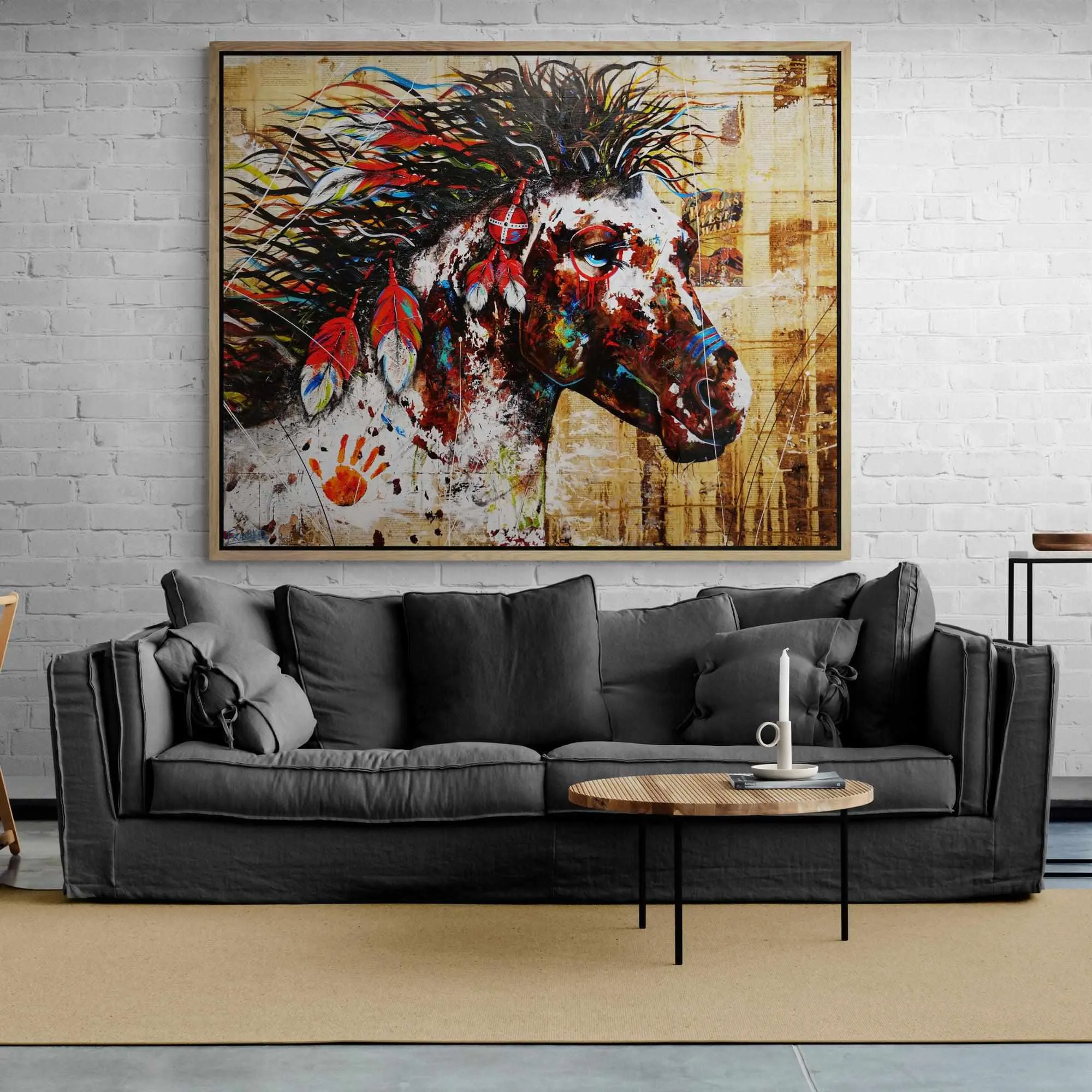 Wild Ahiga 120cm x 150cm Indian War Horse Abstract Realism Book Club Painting